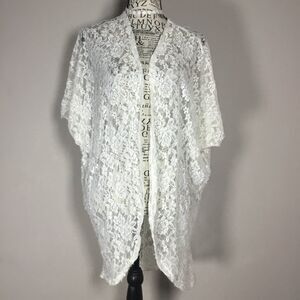 White lace kimono robe duster stretchy feminine fairycore fairy cottagecore S/M